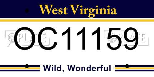 OC11159 West Virginia License Plate