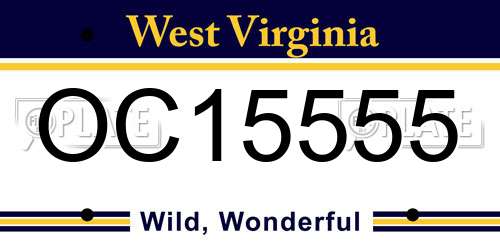 OC15555 West Virginia License Plate