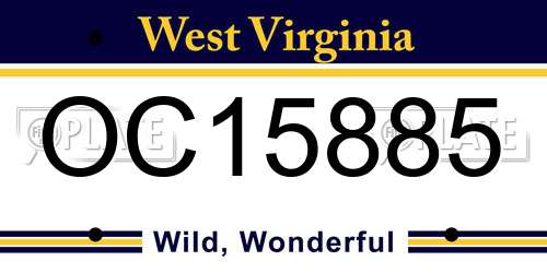 OC15885 West Virginia License Plate
