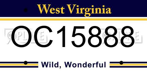 OC15888 West Virginia License Plate