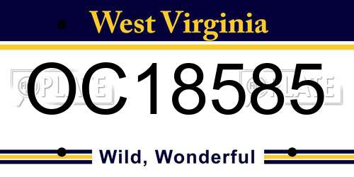 OC18585 West Virginia License Plate