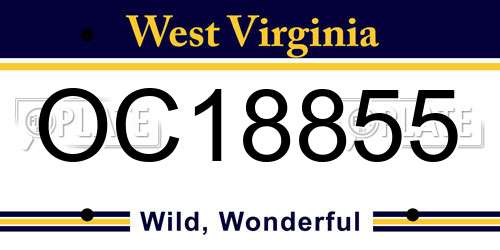 OC18855 West Virginia License Plate