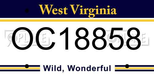 OC18858 West Virginia License Plate