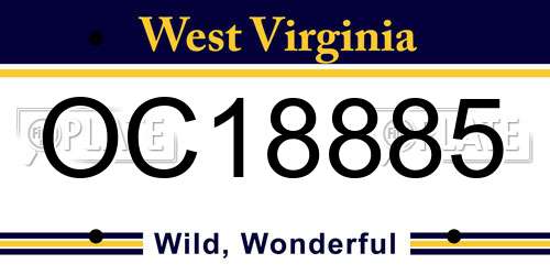 OC18885 West Virginia License Plate