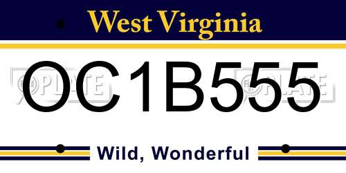 OC1B555 West Virginia License Plate