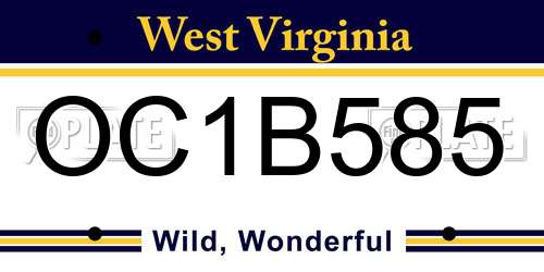 OC1B585 West Virginia License Plate
