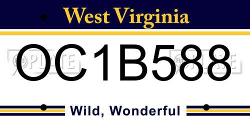 OC1B588 West Virginia License Plate
