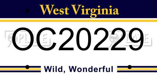 OC20229 West Virginia License Plate