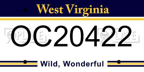 OC20422 West Virginia License Plate
