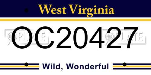 OC20427 West Virginia License Plate