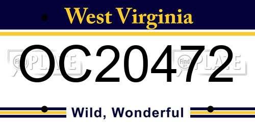OC20472 West Virginia License Plate