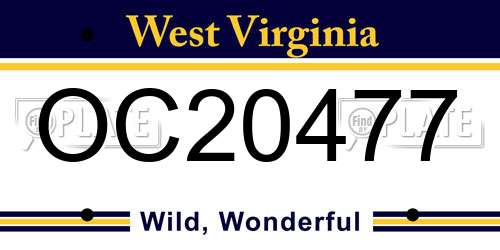 OC20477 West Virginia License Plate