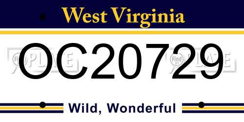 OC20729 West Virginia License Plate