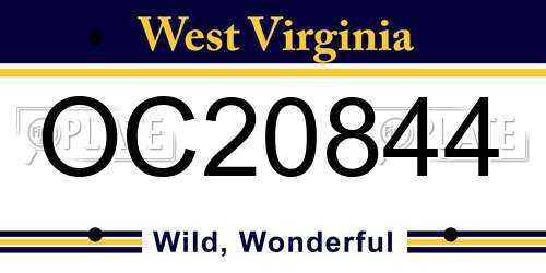 OC20844 West Virginia License Plate