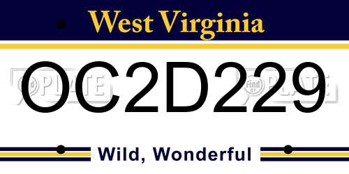 OC2D229 West Virginia License Plate