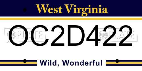 OC2D422 West Virginia License Plate