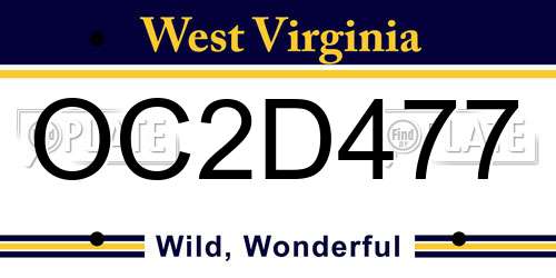 OC2D477 West Virginia License Plate