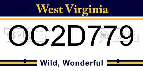 OC2D779 West Virginia License Plate