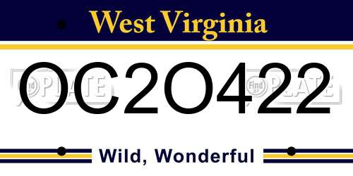 OC2O422 West Virginia License Plate