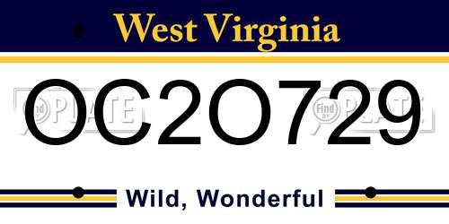 OC2O729 West Virginia License Plate