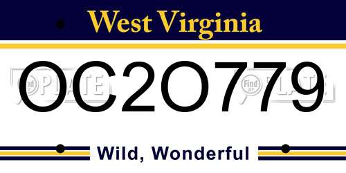 OC2O779 West Virginia License Plate