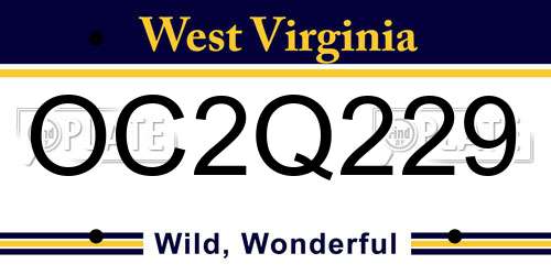 OC2Q229 West Virginia License Plate