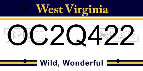OC2Q422 West Virginia License Plate
