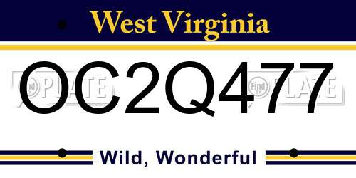 OC2Q477 West Virginia License Plate