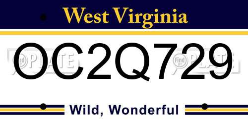 OC2Q729 West Virginia License Plate