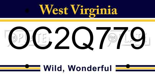 OC2Q779 West Virginia License Plate