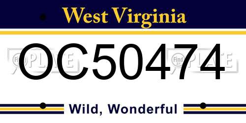 OC50474 West Virginia License Plate