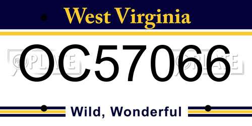 OC57066 West Virginia License Plate