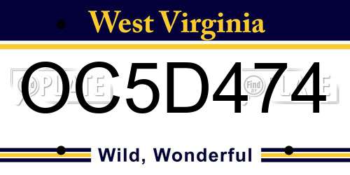 OC5D474 West Virginia License Plate