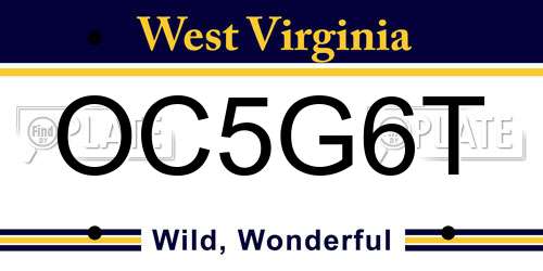 OC5G6T West Virginia License Plate