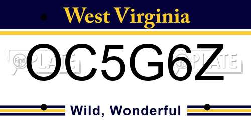 OC5G6Z West Virginia License Plate