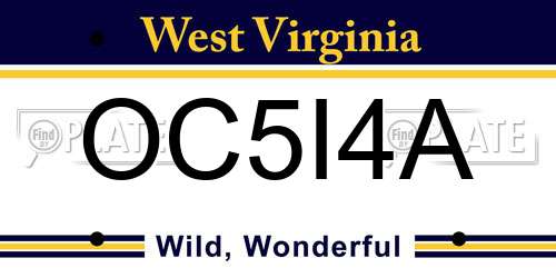 OC5I4A West Virginia License Plate