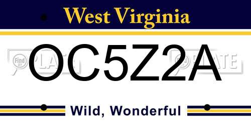 OC5Z2A West Virginia License Plate
