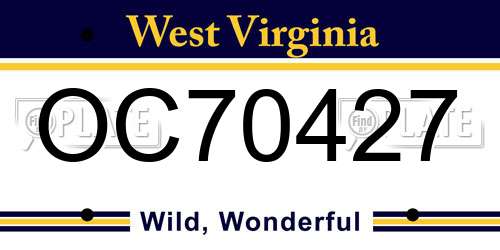OC70427 West Virginia License Plate