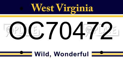 OC70472 West Virginia License Plate