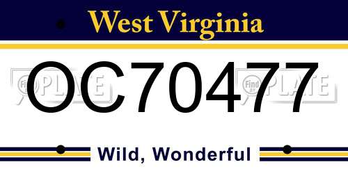 OC70477 West Virginia License Plate