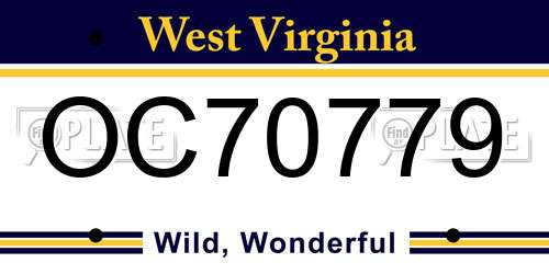 OC70779 West Virginia License Plate