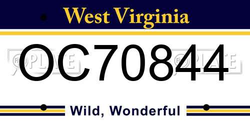 OC70844 West Virginia License Plate