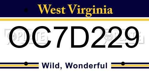 OC7D229 West Virginia License Plate