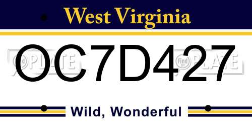 OC7D427 West Virginia License Plate