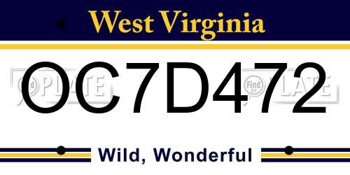 OC7D472 West Virginia License Plate