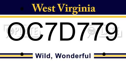 OC7D779 West Virginia License Plate
