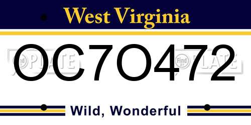 OC7O472 West Virginia License Plate