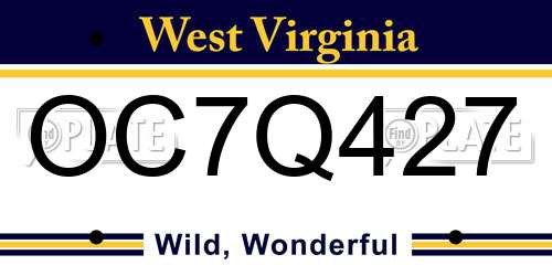 OC7Q427 West Virginia License Plate