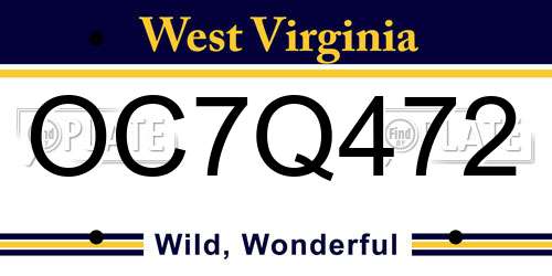OC7Q472 West Virginia License Plate