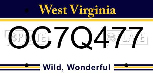 OC7Q477 West Virginia License Plate